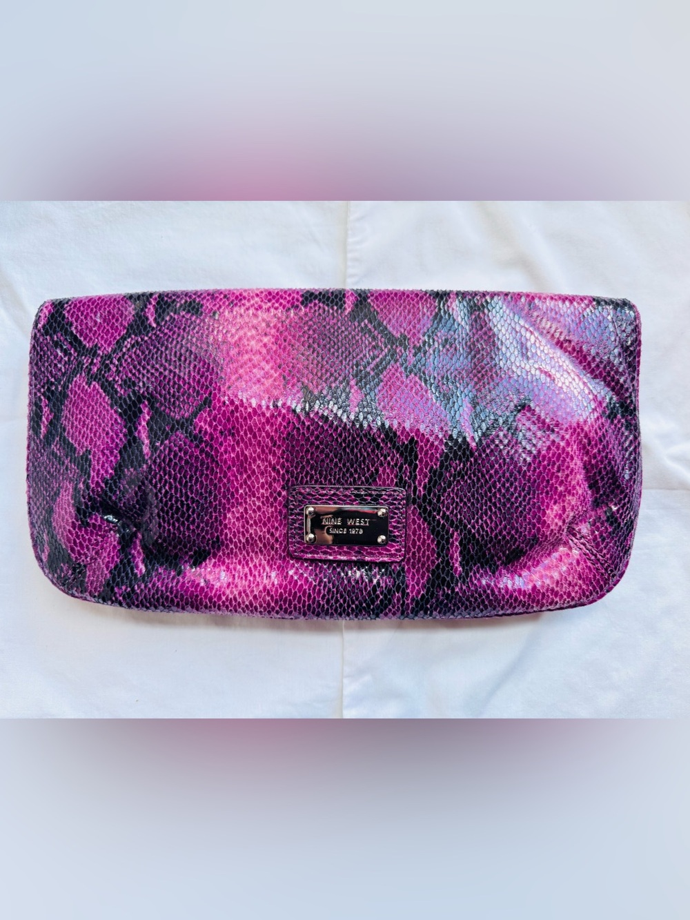 Nine West Fuchsia Snake-Print Clutch